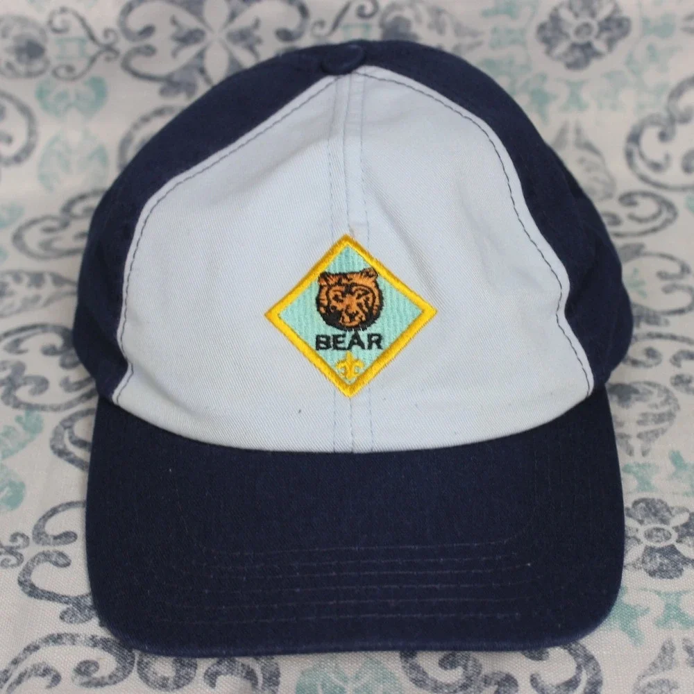Kids Bear Twill Baseball Cap Blue Light Blue Adjustable Snapback M L - Picture 1 of 4